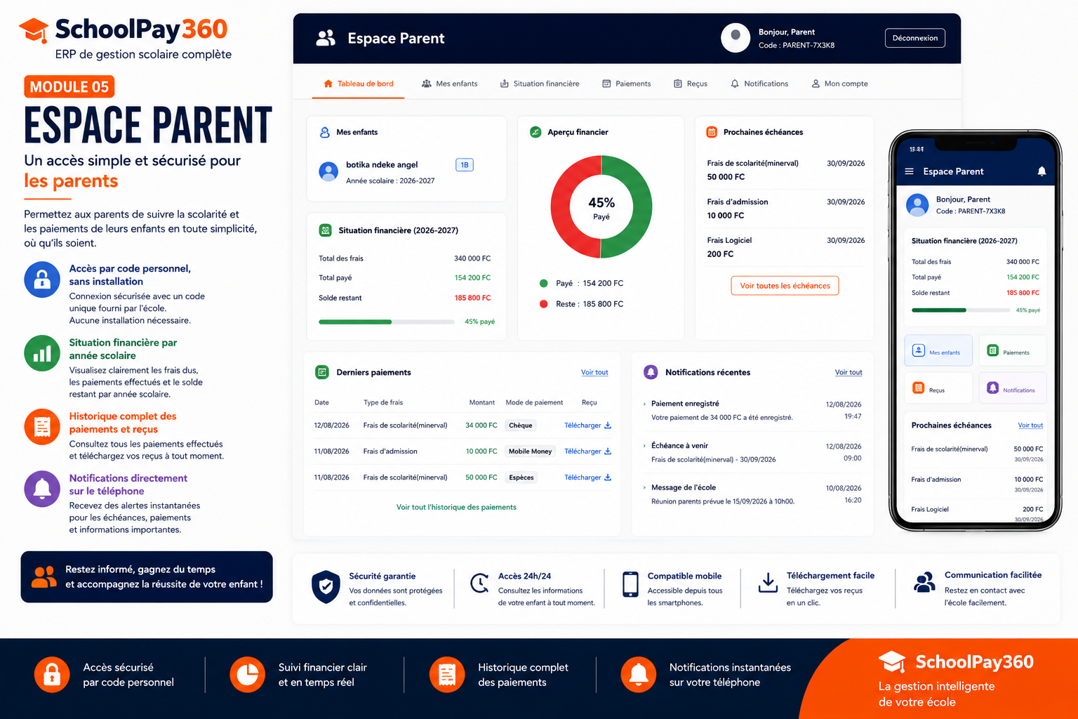 Espace parent SchoolPay360